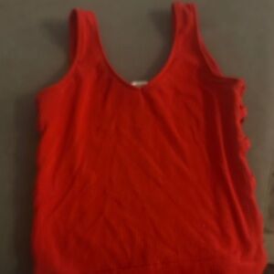 Express Vibrant Red Ribbed Top